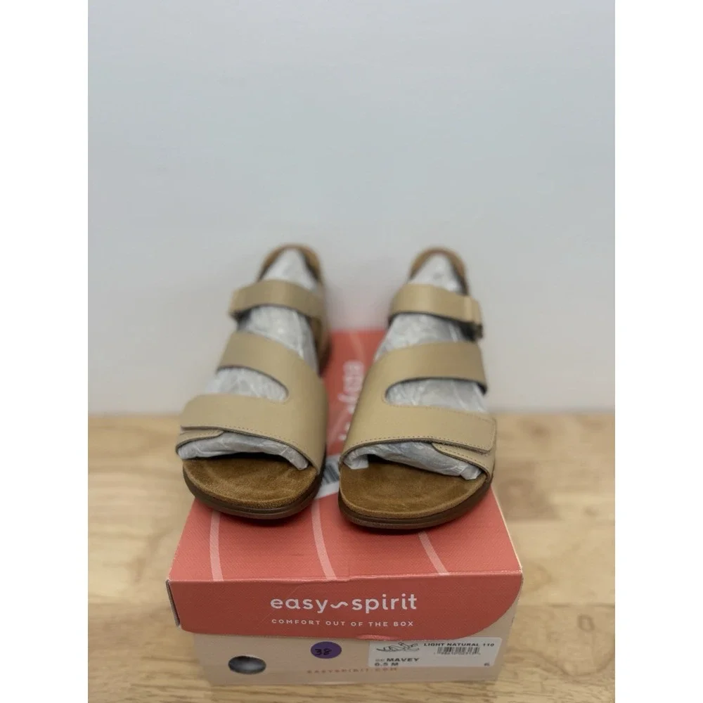 Easy Spirit Mavey Women's Sandal Light Natural Leather Size 6.5 New In‎ Box #29
